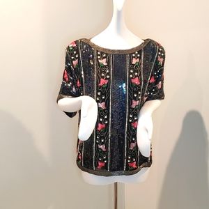 Vintage detailed sequins top